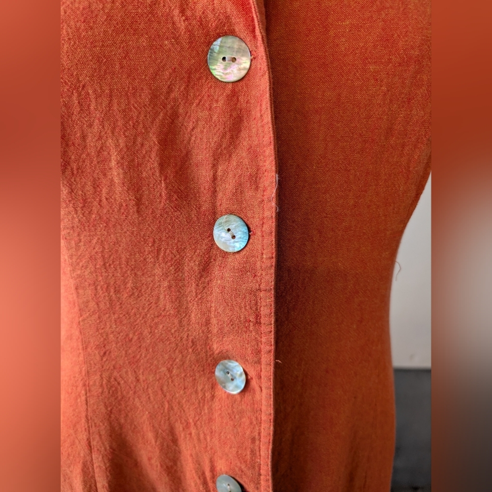 Coldwater Creek Dress Orange Sleeveless Button-Down Summer Midi Length Sz12 - Picture 2 of 5